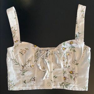 White floral bustier crop